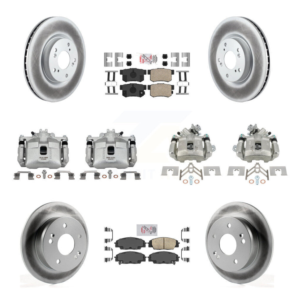 Front Rear Brake Caliper Coat Rotors & Ceramic Pad Kit (10Pc) For 02-06 Acura RSX Type-S KCG-102723N
