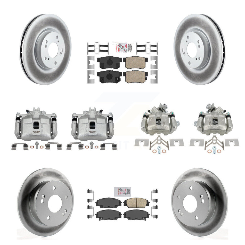 Front Rear Brake Caliper Coat Rotors & Ceramic Pad Kit (10Pc) For 02-06 Acura RSX Type-S KCG-102725N