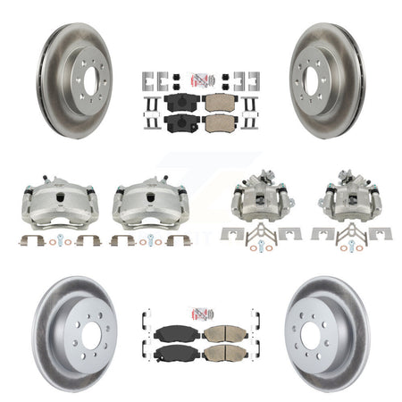 Front Rear Disc Brake Caliper Coated Rotors And Ceramic Pads Kit (10Pc) For Honda Civic KCG-102727N
