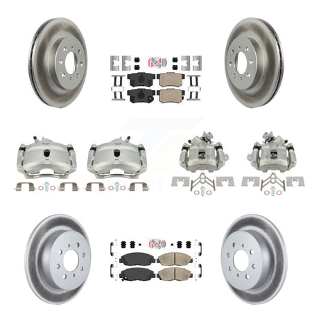 Front Rear Disc Brake Caliper Coated Rotors And Ceramic Pads Kit (10Pc) For Honda Civic KCG-102728N
