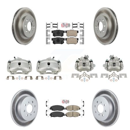 Front Rear Disc Brake Caliper Coated Rotors And Ceramic Pads Kit (10Pc) For Honda Civic KCG-102729N