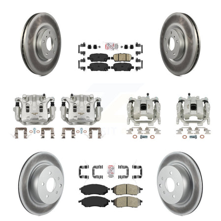 Front Rear Brake Caliper Coat Rotor & Ameribrakes Pad Kit (10Pc) For 08-12 INFINITI EX35 KCG-102734N