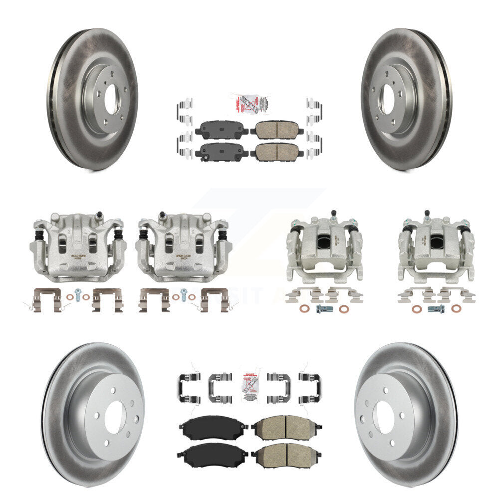 Front Rear Brake Caliper Coat Rotor & Ameribrakes Pad Kit (10Pc) For 08-09 INFINITI EX35 KCG-102744N