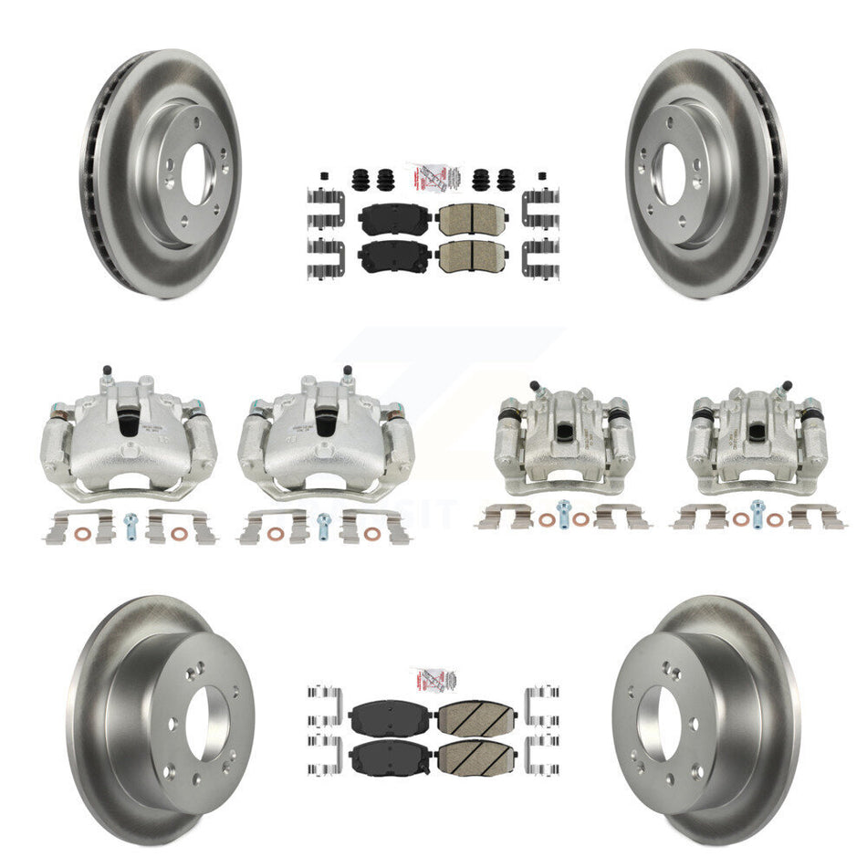 Front Rear Disc Brake Caliper Coated Rotors And Ceramic Pads Kit (10Pc) For Kia Forte Koup Forte5 2.0L KCG-102745N