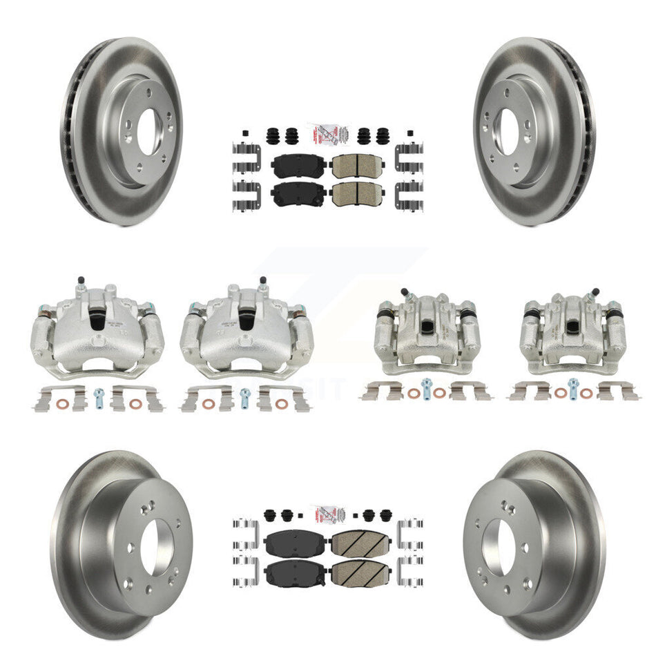 Front Rear Disc Brake Caliper Coated Rotors And Ceramic Pads Kit (10Pc) For Kia Forte Koup Forte5 2.0L KCG-102746N