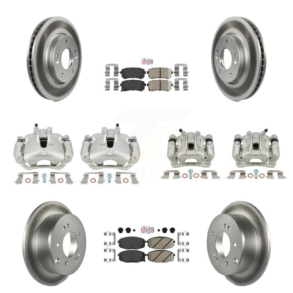 Front Rear Disc Brake Caliper Coated Rotors And Ceramic Pads Kit (10Pc) For Kia Forte Koup Forte5 2.0L KCG-102748N