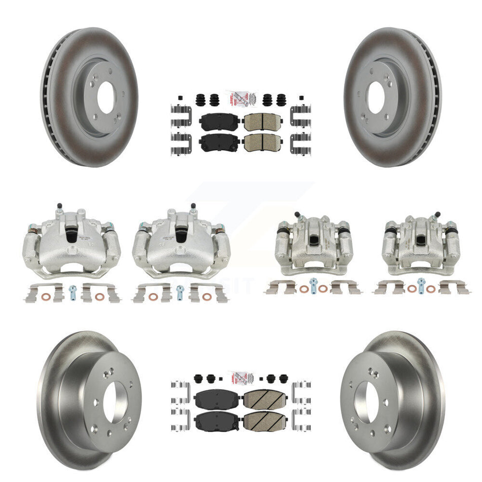 Front Rear Disc Brake Caliper Coated Rotors And Ceramic Pads Kit (10Pc) For Kia Forte5 2.0L KCG-102750N