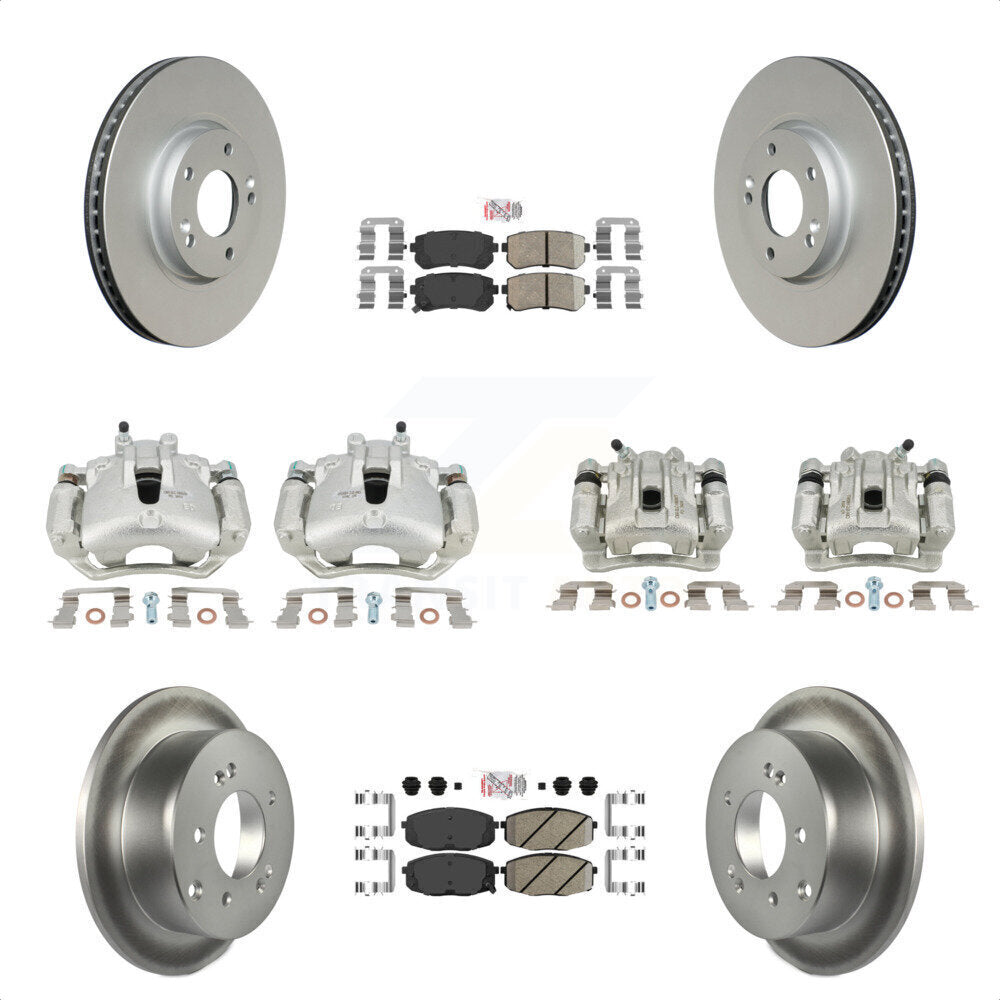 Front Rear Disc Brake Caliper Coated Rotors And Ceramic Pads Kit (10Pc) For Kia Forte5 2.0L KCG-102752N by Transit Auto