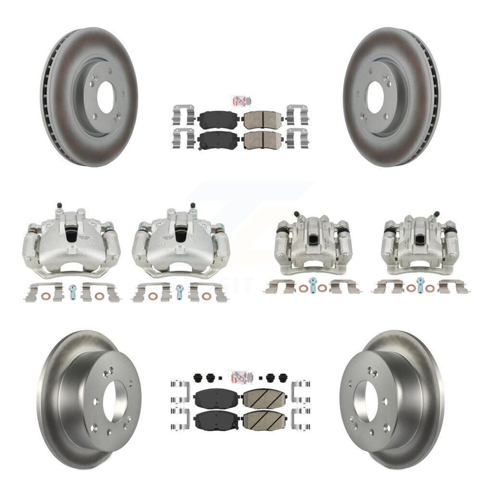 Front Rear Disc Brake Caliper Coated Rotors And Ceramic Pads Kit (10Pc) For Kia Forte5 2.0L KCG-102752N
