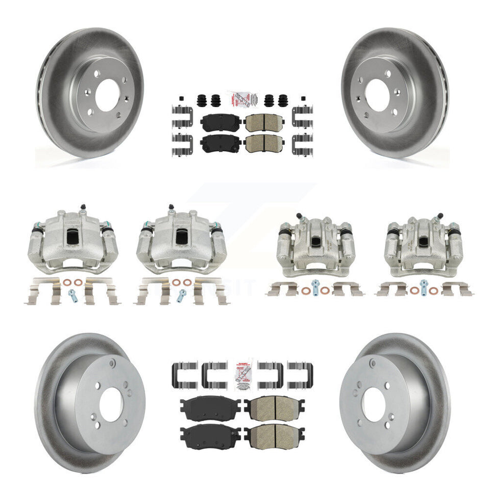 Front Rear Disc Brake Caliper Coated Rotors And PADSMATERIAL Pads Kit (10Pc) For Hyundai Accent Kia Rio Rio5 KCG-102753N