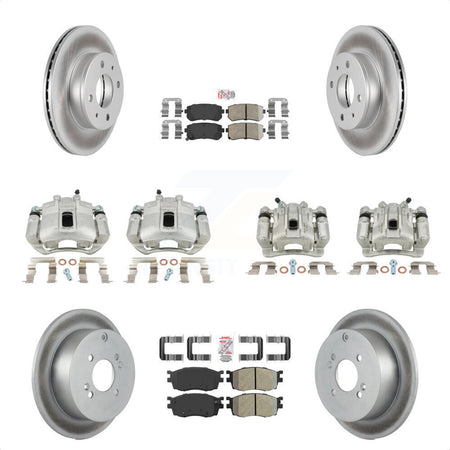 Front Rear Disc Brake Caliper Coated Rotors And PADSMATERIAL Pads Kit (10Pc) For 2006 Hyundai Accent Hatchback KCG-102756N by Transit Auto