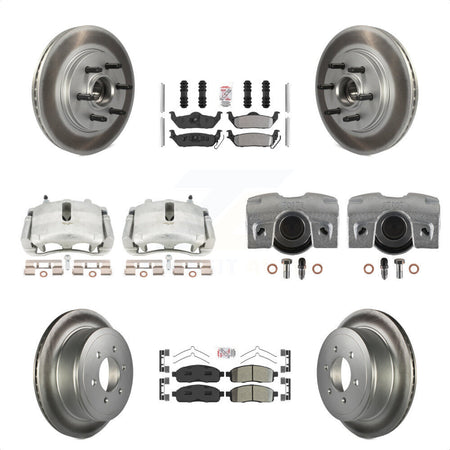 Front Rear Disc Brake Caliper Coated Rotors And Semi-Metallic Pads Kit (10Pc) For Ford F-150 Lincoln Mark LT RWD KCG-102766N by Transit Auto