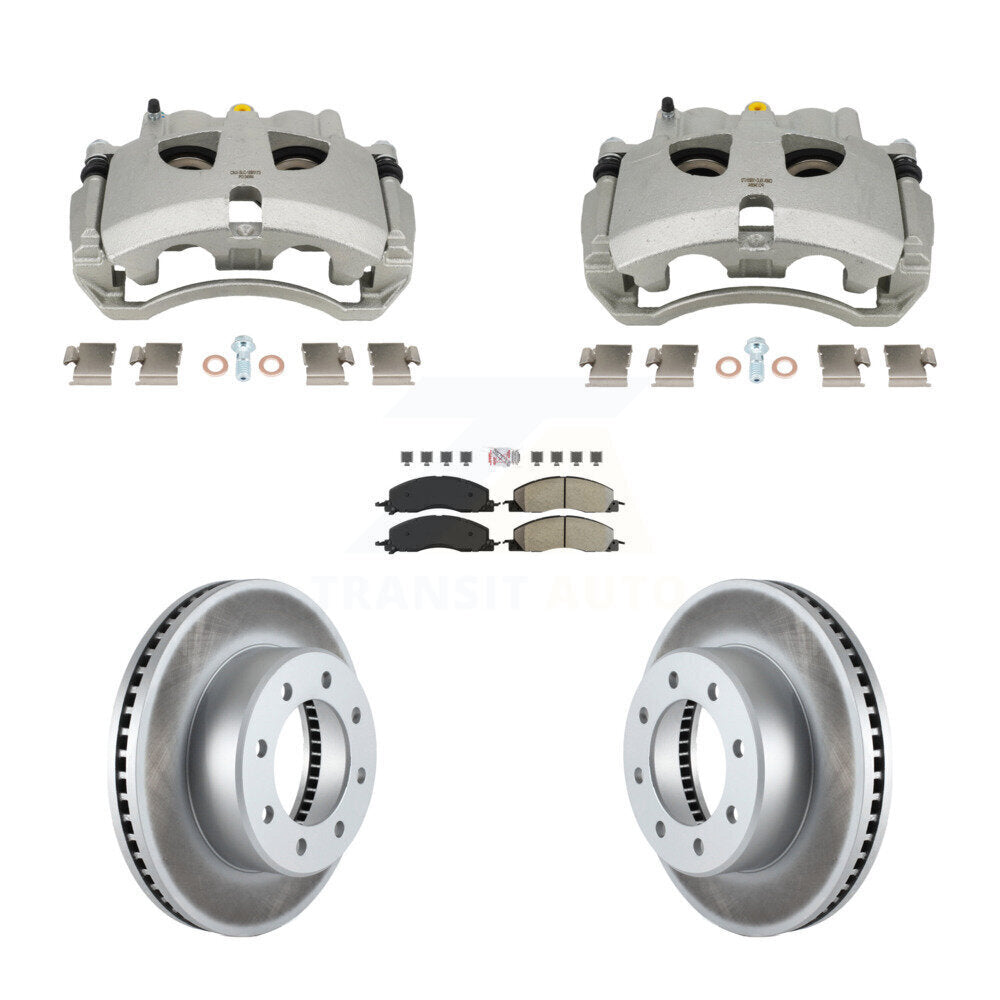 Front Disc Brake Caliper Coated Rotors And Semi-Metallic Pad Kit For Ram 3500 2500 Dodge KCG-102774N