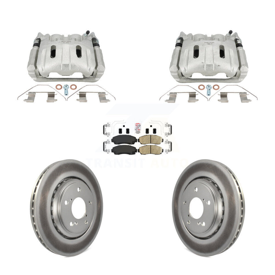 Front Disc Brake Caliper Coated Rotors And Ceramic Pads Kit For 2015-2017 Honda Odyssey KCG-102781N