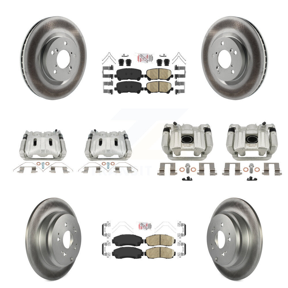 Front Rear Brake Caliper Coat Rotor & Ceramic Pad Kit (10Pc) For 2011-2014 Honda Odyssey KCG-102788N