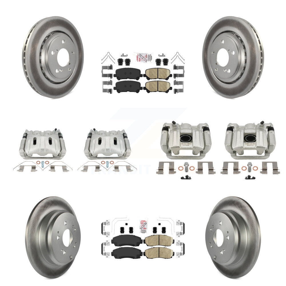Front Rear Brake Caliper Coat Rotor & Ceramic Pad Kit (10Pc) For 2015-2017 Honda Odyssey KCG-102791N