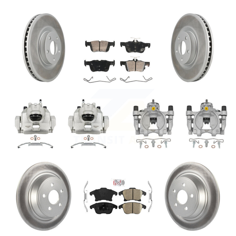 Front Rear Disc Brake Caliper Coated Rotors And Ceramic Pads Kit (10Pc) For KCG-102797N