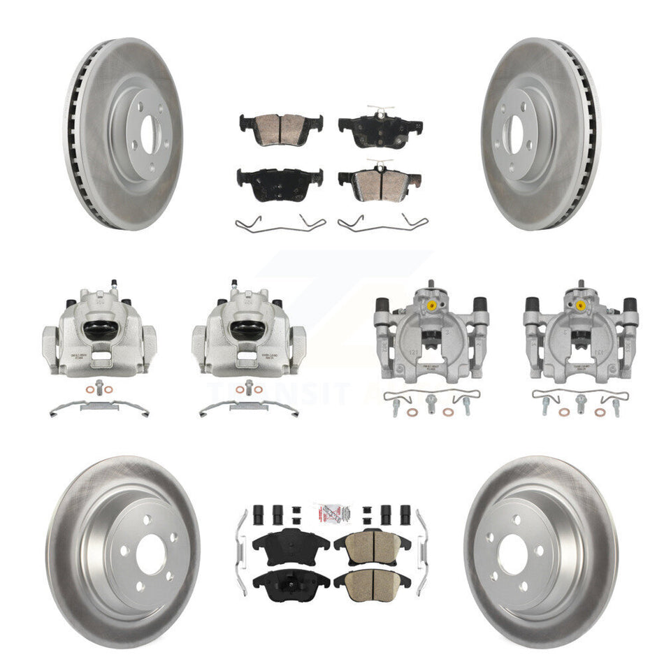 Front Rear Disc Brake Caliper Coated Rotors And Ceramic Pads Kit (10Pc) For KCG-102798N
