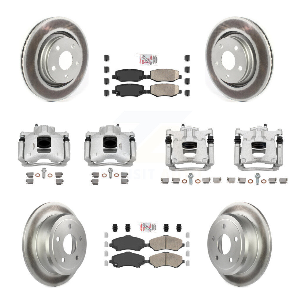 Front Rear Disc Brake Caliper Coated Rotors And Ceramic Pad Kit (10Pc) For Jeep Wrangler KCG-102805N