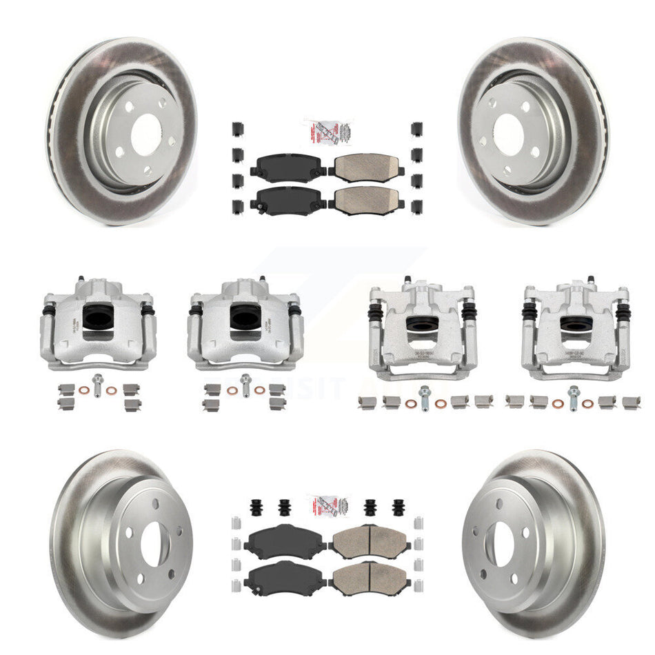 Front Rear Disc Brake Caliper Coated Rotors And Ceramic Pad Kit (10Pc) For Jeep Wrangler KCG-102805N