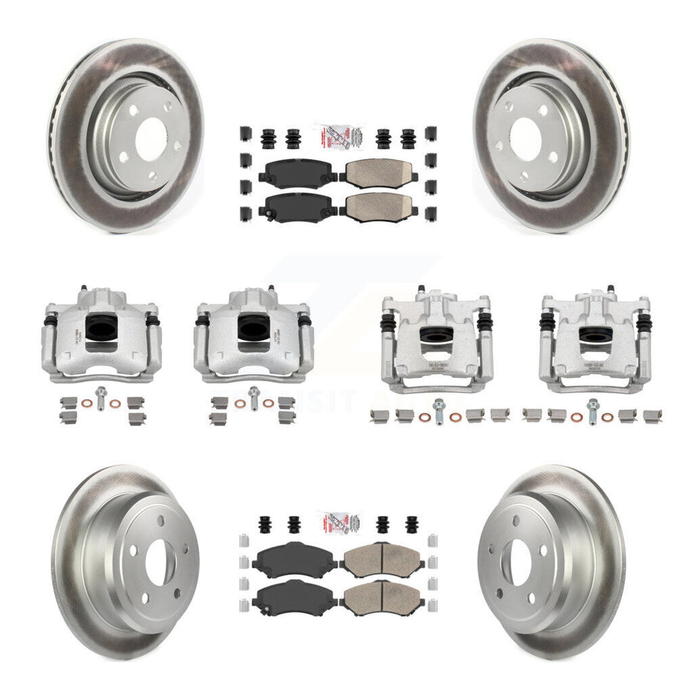 Front Rear Disc Brake Caliper Coated Rotors And Ceramic Pad Kit (10Pc) For Jeep Wrangler KCG-102807N