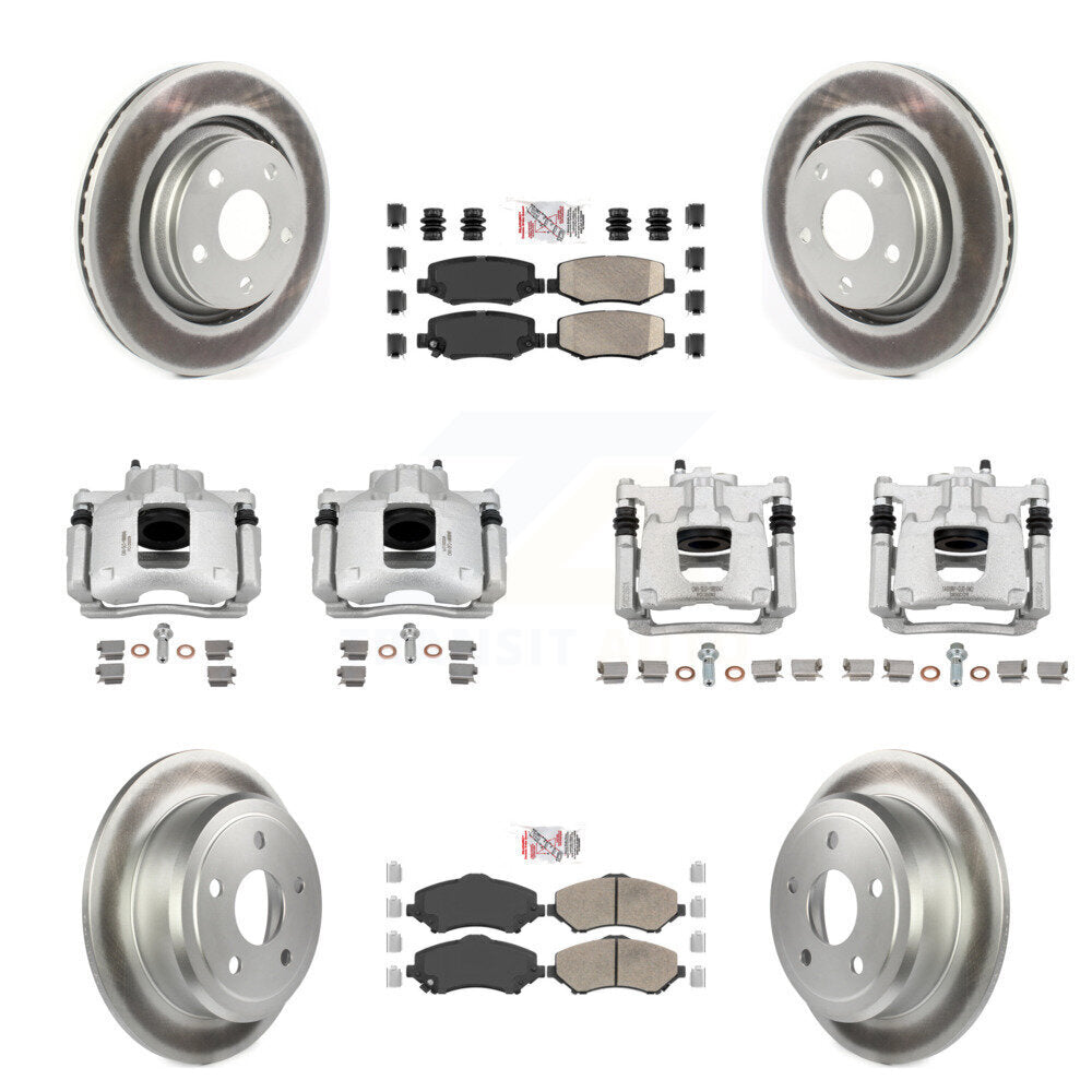 Front Rear Disc Brake Caliper Coated Rotors And Ceramic Pad Kit (10Pc) For Jeep Wrangler KCG-102808N