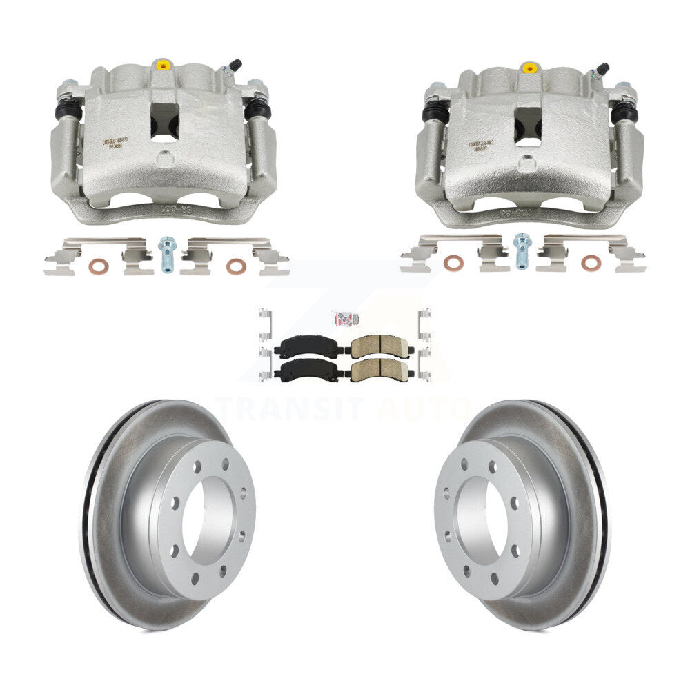 Rear Disc Brake Caliper Coated Rotors And Ceramic Pads Kit For GMC Savana 2500 KCG-102818N