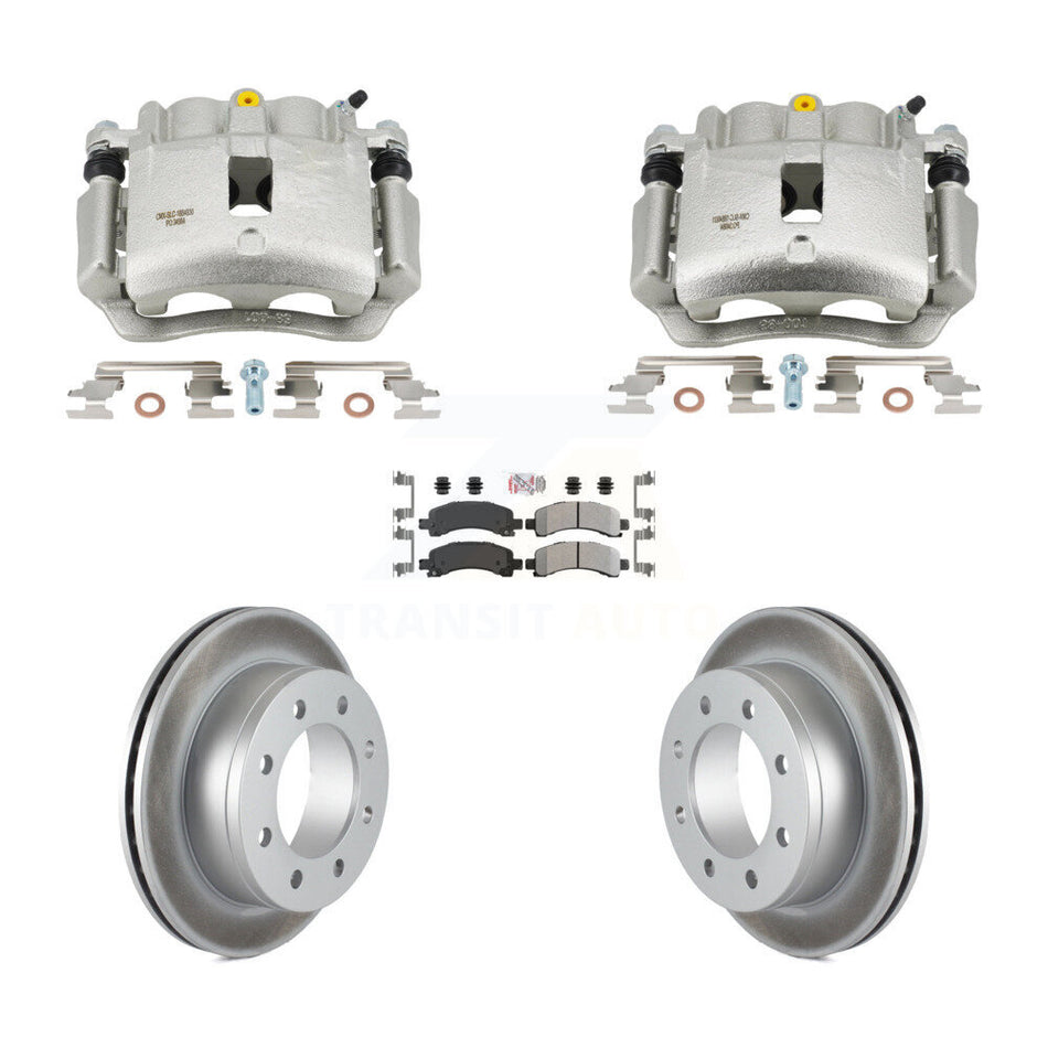 Rear Disc Brake Caliper Coated Rotors And Semi-Metallic Pads Kit For GMC Savana 2500 KCG-102824N