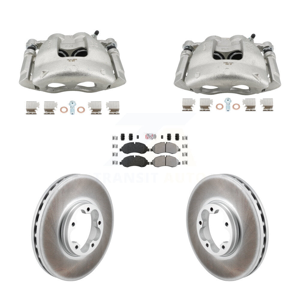 Front Brake Caliper Coat Rotors & Semi-Metallic Pad Kit For Ford Transit-250 Transit-150 KCG-102873N