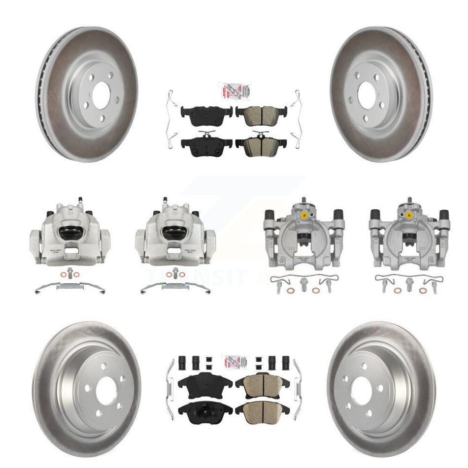 Front Rear Disc Brake Caliper Coat Rotors And Ameribrakes Pad Kit (10Pc) For Lincoln MKZ KCG-102876N