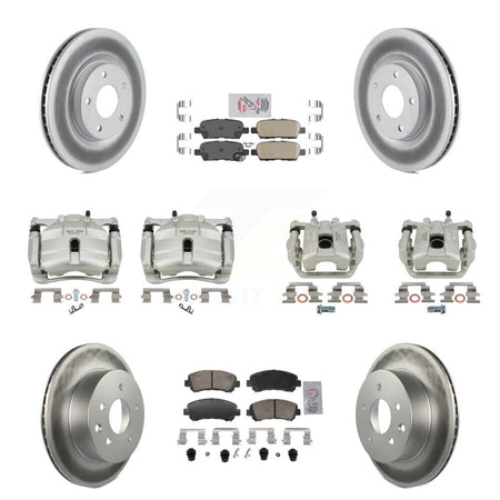 Front Rear Disc Brake Caliper Coat Rotors Ceramic Pad Kit (10Pc) For Nissan Rogue Select KCG-102879N