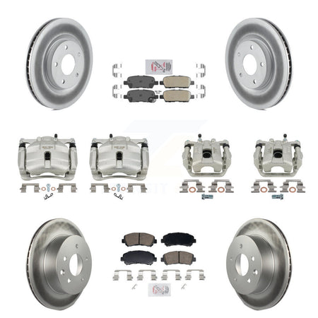 Front Rear Disc Brake Caliper Coat Rotors Ceramic Pad Kit (10Pc) For Nissan Rogue Select KCG-102880N