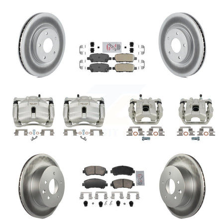 Front Rear Disc Brake Caliper Coat Rotors Ceramic Pad Kit (10Pc) For Nissan Rogue Select KCG-102881N