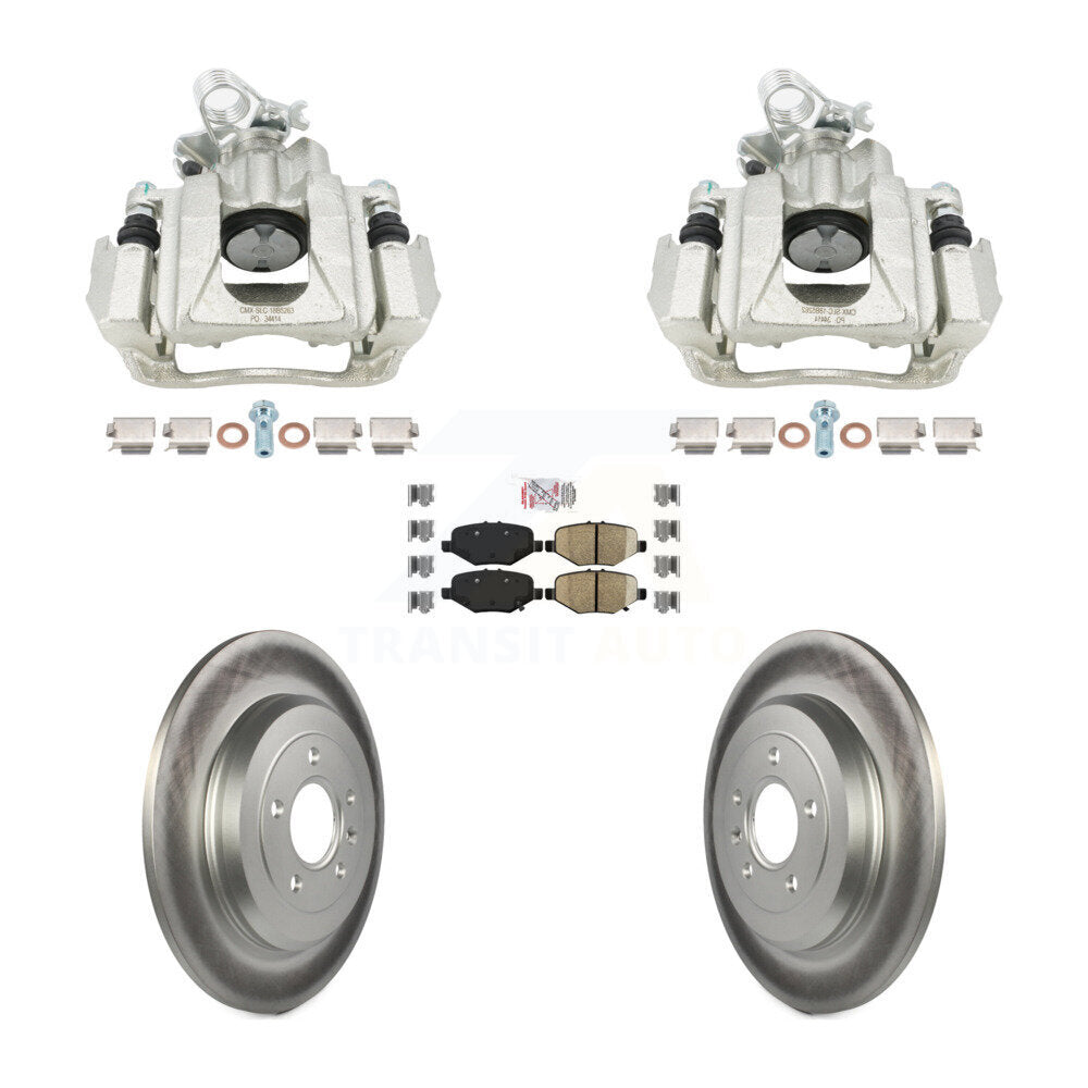 Rear Brake Caliper Coat Rotor & Ceramic Pad Kit For 2015 Ford Explorer Limited/Sport/XLT KCG-102886N