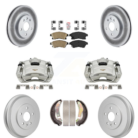 Front Rear Disc Brake Caliper Coat Rotors Drum Ceramic Pad Kit (8Pc) For Chevrolet Sonic KCG-102895N