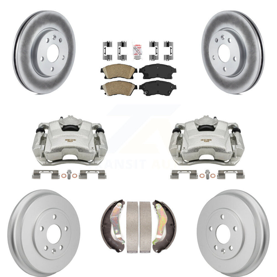 Front Rear Disc Brake Caliper Coat Rotors Drum Ceramic Pad Kit (8Pc) For Chevrolet Sonic KCG-102895N