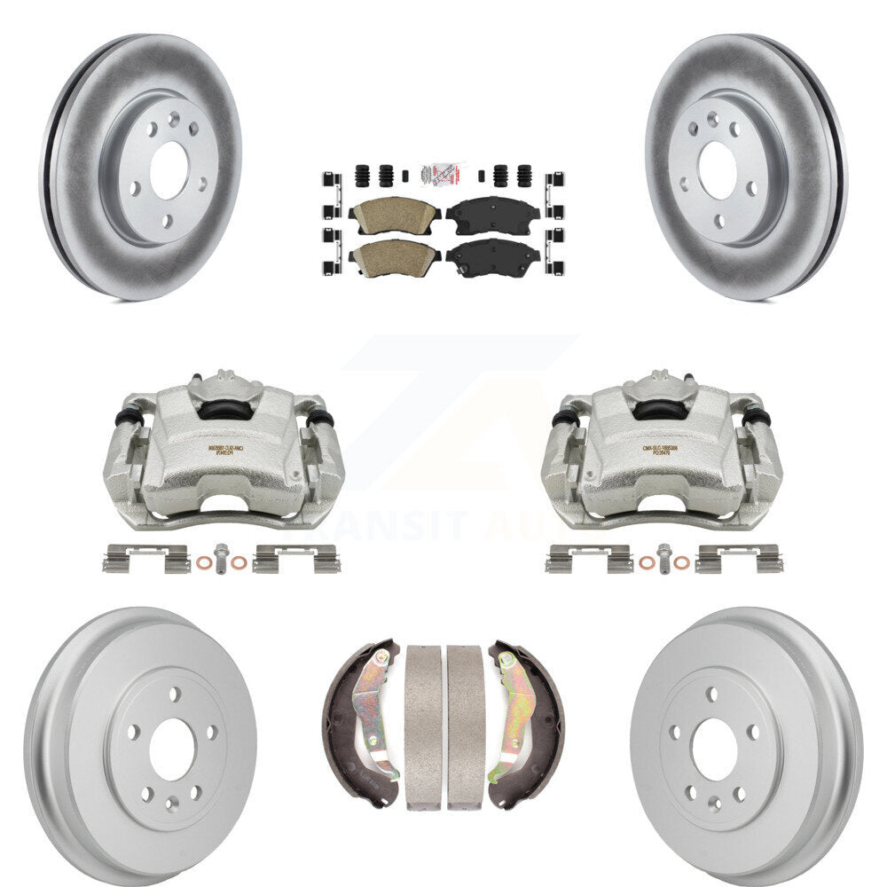 Front Rear Disc Brake Caliper Coat Rotors Drum Ceramic Pad Kit (8Pc) For Chevrolet Sonic KCG-102896N