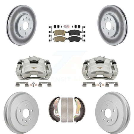 Front Rear Disc Brake Caliper Coat Rotors Drum Ceramic Pad Kit (8Pc) For Chevrolet Sonic KCG-102896N