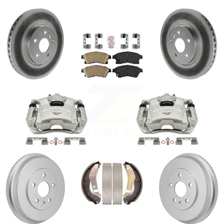 Front Rear Brake Caliper Coated Rotors Drum Ceramic Pad Kit (8Pc) For Chevrolet Sonic RS KCG-102897N