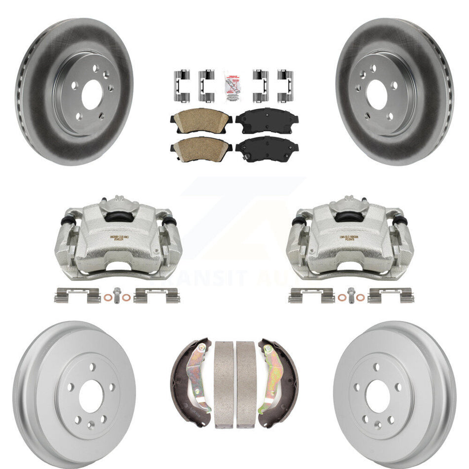 Front Rear Brake Caliper Coated Rotors Drum Ceramic Pad Kit (8Pc) For Chevrolet Sonic RS KCG-102897N