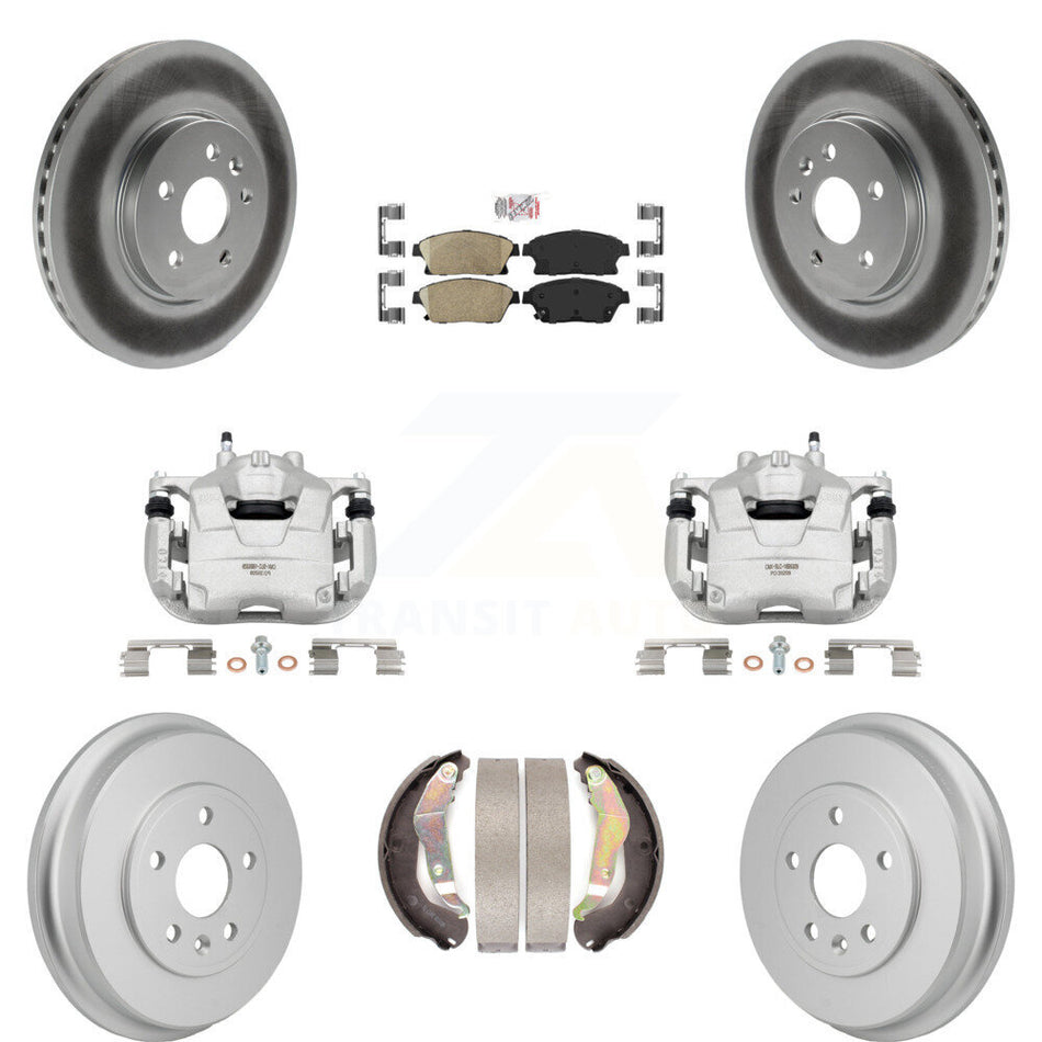 Front Rear Brake Caliper Coat Rotors Drum Ceramic Pad Kit (8Pc) For 13-17 Chevrolet Trax KCG-102899N