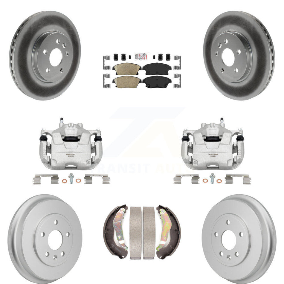 Front Rear Brake Caliper Coat Rotors Drum Ceramic Pad Kit (8Pc) For 13-17 Chevrolet Trax KCG-102900N