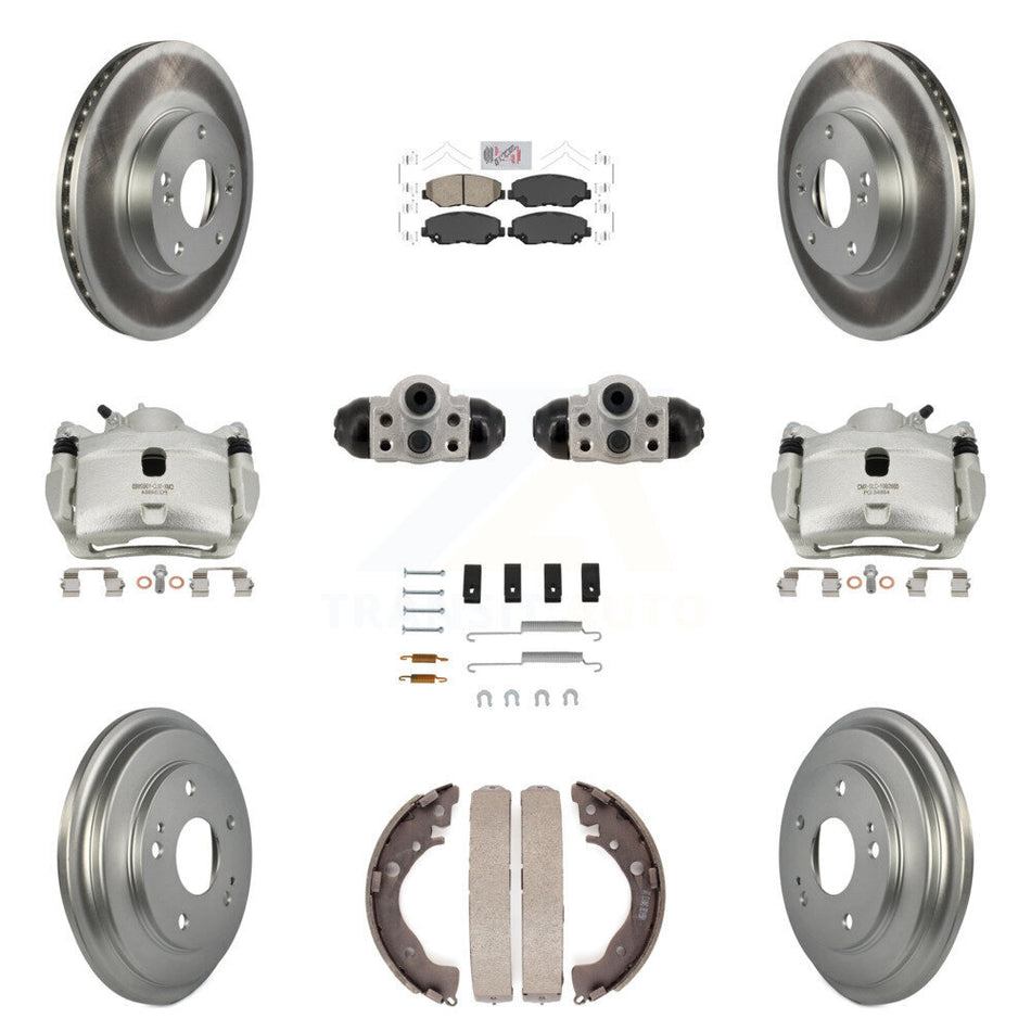 Front Rear Brake Caliper Coat Rotor Drum Ceramic Pad Shoe Cylinder Hardware Kit (11Pc) For KCG-10290