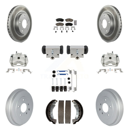 Front Rear Brake Caliper Coat Rotor Drum Ceramic Pad Shoe Cylinder Hardware Kit (11Pc) For KCG-10290