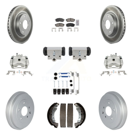 Front Rear Brake Caliper Coat Rotor Drum Ceramic Pad Shoe Cylinder Hardware Kit (11Pc) For KCG-10290
