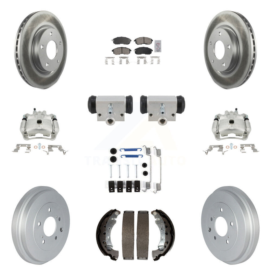 Front Rear Brake Caliper Coat Rotor Drum Ceramic Pad Shoe Cylinder Hardware Kit (11Pc) For KCG-10290