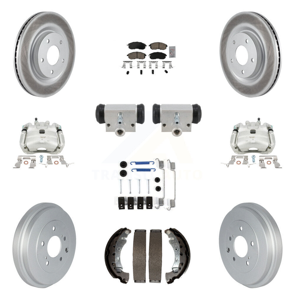 Front Rear Brake Caliper Coat Rotor Drum Ceramic Pad Shoe Cylinder Hardware Kit (11Pc) For KCG-10290