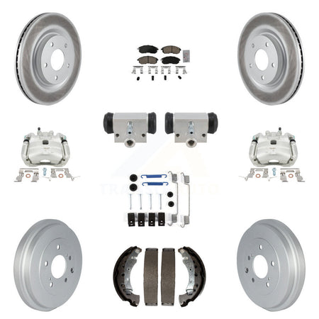 Front Rear Brake Caliper Coat Rotor Drum Ceramic Pad Shoe Cylinder Hardware Kit (11Pc) For KCG-10290