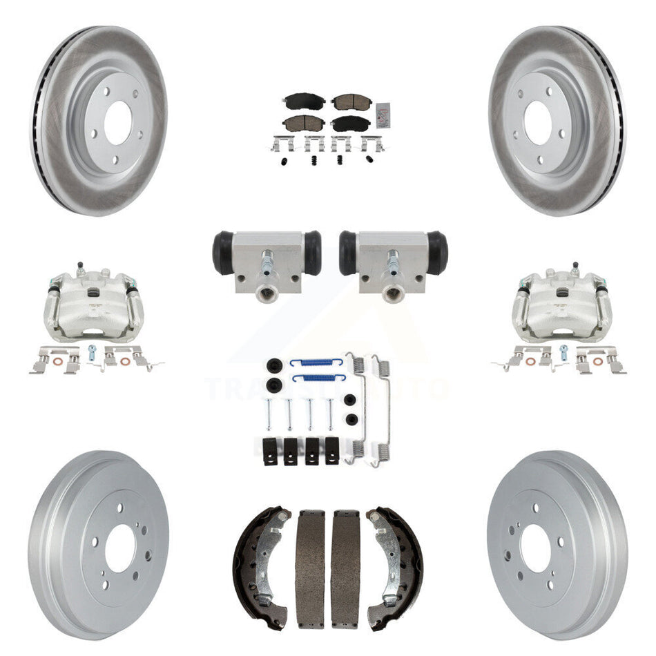 Front Rear Brake Caliper Coat Rotor Drum Ceramic Pad Shoe Cylinder Hardware Kit (11Pc) For KCG-10290