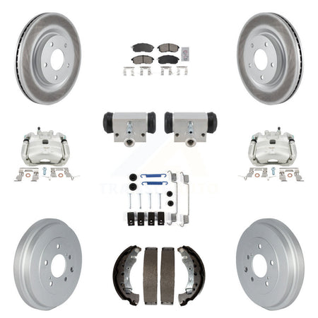 Front Rear Brake Caliper Coat Rotor Drum Ceramic Pad Shoe Cylinder Hardware Kit (11Pc) For KCG-10290